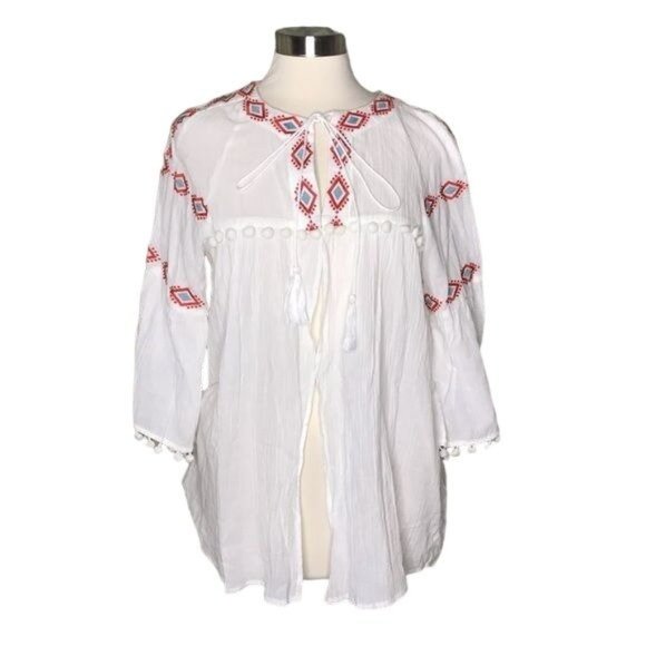 Hayden LA M off-white embroidered pompom top - Picture 1 of 6